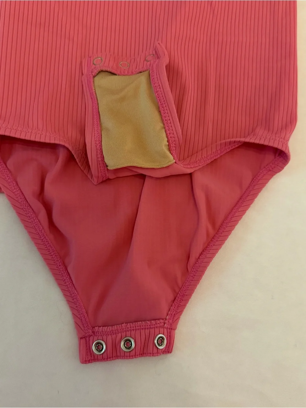 Girls Pink Ribbed Long Sleeve Bodysuit / Swim One Piece Size 5T